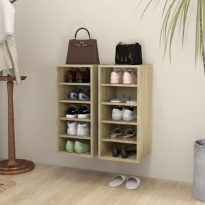 VidaXL Schoenenkasten 2 st 31,5x35x70 cm hout sonoma eikenkleur