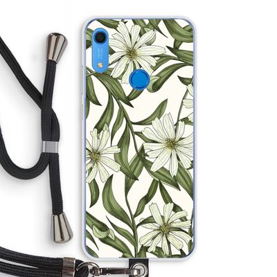 Wit bloemenpatroon: Huawei Y6s Transparant Hoesje met koord