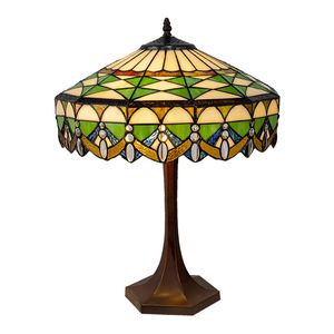 HAES DECO - Tiffany Tafellamp Groen Ø 41x57 cm Fitting E27 / Lamp max 2x60W