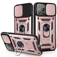 iPhone 14 hoesje - Backcover - Rugged Armor - Camerabescherming - Extra valbescherming - TPU - Rose Goud