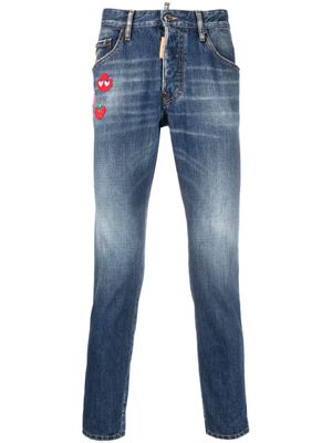 DSQUARED2 jean court à coupe slim - Bleu
