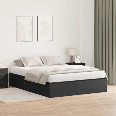Bedframe Zwart eiken 190 x 140 x 31.5 cm Bewerkt hout