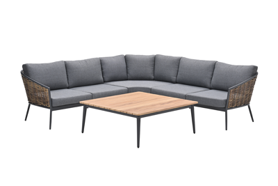 GI Bali loungeset (4-delig) - Naturel Rotan/Carbon Black
