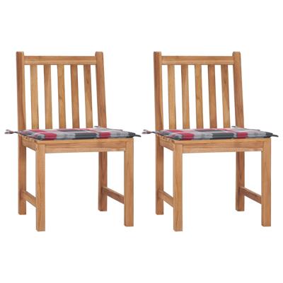 Tuinstoelen 2 st met kussens massief teakhout