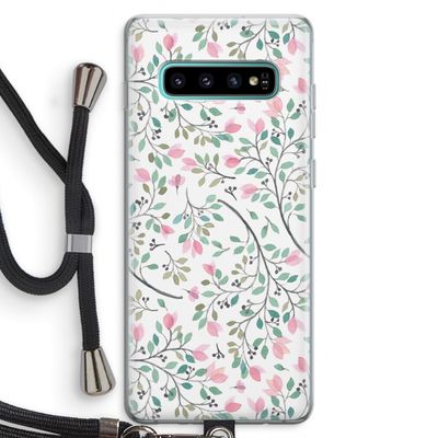 Sierlijke bloemen: Samsung Galaxy S10 Plus Transparant Hoesje met koord