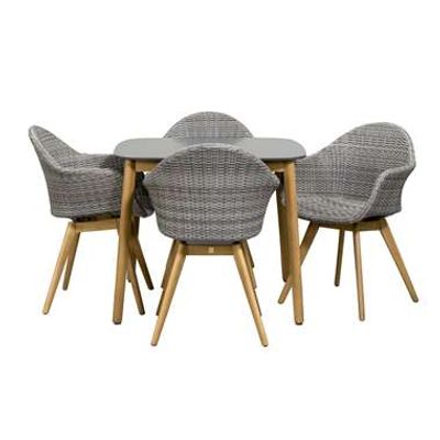 Le Sud tuinset Abruzzo met vierkante tafel - lichtgrijs - 5-delig