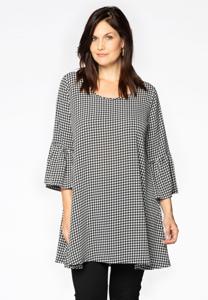 Yoek Tuniek wide bottom PIED DE POULE | Zwart | Maat 42/44
