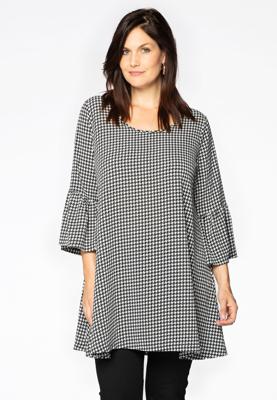Yoek Tuniek wide bottom PIED DE POULE | Zwart | Maat 54/56