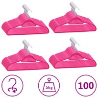 100-delige Kledinghangerset anti-slip fluweel roze - thumbnail