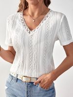 V Neck Casual Loose Plain Shirt - thumbnail