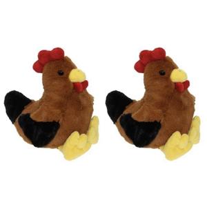 Knuffel kip/haan - 2x - 25 cm - pluche - knuffelkip - knuffelhaan - knuffeldier