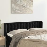 Hoofdbord met randen 147x16x78/88 cm fluweel zwart