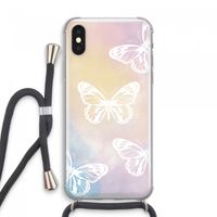 White butterfly: iPhone XS Max Transparant Hoesje met koord