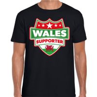 Welsh / Wales schild supporter t-shirt zwart voor heren