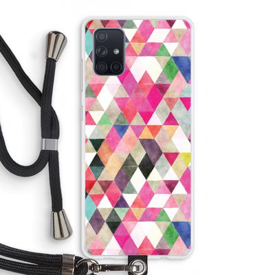 Gekleurde driehoekjes: Samsung Galaxy A71 Transparant Hoesje met koord