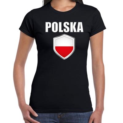 Polen landen supporters t-shirt - zwart - dames - fan kleding - korte mouwen