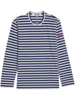 Comme Des Garçons Play x Invader t-shirt rayé à patch logo - Bleu