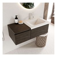 Mondiaz Bukla 100cm badmeubel met module 40 dark brown 2 lades met wastafel rechts 1 kraangat kleur talc