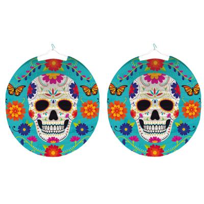 Lampion Halloween - 4x - 25 cm - rond - day of the dead - halloween thema