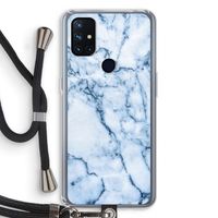 Blauw marmer: OnePlus Nord N10 5G Transparant Hoesje met koord