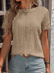 Casual Crew Neck Plain Loose Shirt