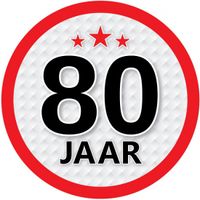 Leeftijdversiering 80 jaar ronde sticker