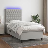 Boxspring met matras en LED stof lichtgrijs 80x200 cm