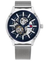 Tommy Hilfiger Automatisch roestvrijstalen mesh-armbandhorloge voor heren, 44 mm