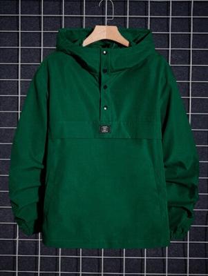 Bon&Bon Men's Loose Fit Hooded Windbreaker Jacket - Dark Green Dark Green / M