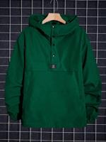 Bon&Bon Men's Loose Fit Hooded Windbreaker Jacket - Dark Green Dark Green / M