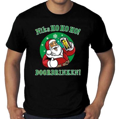 Foute Kersttrui t-shirts - Grote maten - kerstman - niks HO HO HO - doordrinken - zwart - heren Foute Kersttrui t-shirts - Grote maten - kerstman - niks HO HO HO - doordrinken - zwart - heren