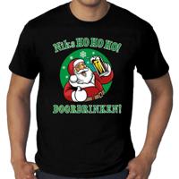 Foute Kersttrui t-shirts - Grote maten - kerstman - niks HO HO HO - doordrinken - zwart - heren