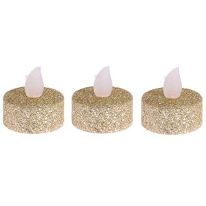 24x stuks Led theelichtjes/waxinelichtjes goud glitter