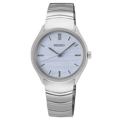 Seiko SUR549P1 Horloge staal ziulverkleurig-blauw 30,0 mm