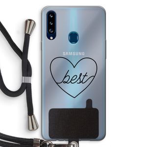 Best heart black: Samsung Galaxy A20s Transparant Hoesje met koord