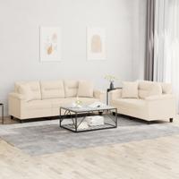 2-delige Loungeset met kussens microvezelstof beige