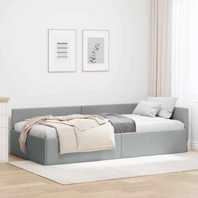 Hoekbedframe met hoofdeinde Lichtgrijs 100 x 200 cm
