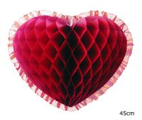 Bordeaux hart honeycomb hangdecoratie (45cm) - thumbnail