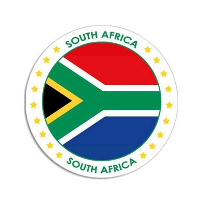 Vlag van Zuid Afrika stickers - 10x - rond - D14,8 cm - in vlag kleuren - Landen thema