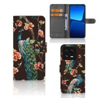 Xiaomi 13 Pro | Telefoonhoesje | Met pasjeshouder | Pauw met Bloemen