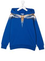 Marcelo Burlon County Of Milan Kids hoodie en coton imprimé à plumes - Bleu