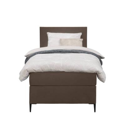 Leen Bakker - Boxspring Liv Egaal - 90x200 Cm - Slanke Poot - Stof/Velvet - Bruin