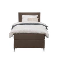 Leen Bakker - Boxspring Liv Egaal - 90x200 Cm - Slanke Poot - Stof/Velvet - Bruin