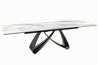 Eettafel INFINITY 180-220-260cm marmerlook wit keramiek gehard glas - 45180