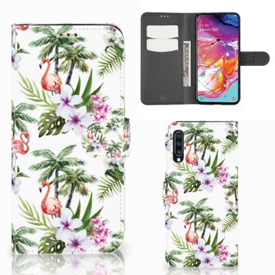 Samsung Galaxy A70 | Telefoonhoesje | Met pasjeshouder | Flamingo Palms