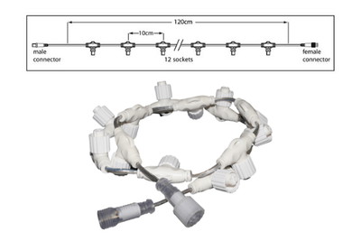 Hoofd kabel transparant 120cm 12 aftakkingen