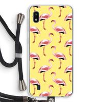Flamingo's geel: Samsung Galaxy A10 Transparant Hoesje met koord