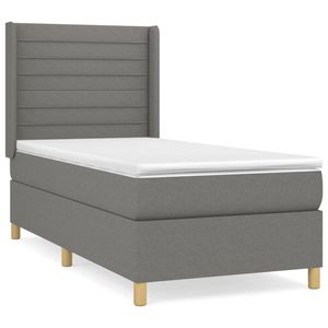 vidaXL Boxspring met matras stof donkergrijs 80x200 cm