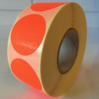 Etiket 35 mm rond fluor rood afneembaar
