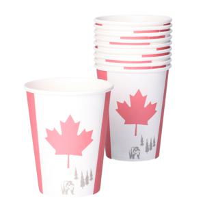 Canada vlag thema drinkbekers - 8x stuks - 200 ml - Canadese feestartikelen/versiering - karton